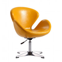 Manhattan Comfort AC038-YL Raspberry Yellow and Polished Chrome Faux Leather Adjustable Swivel Chair